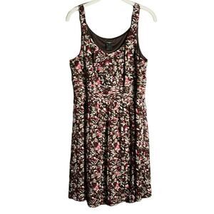Ann Taylor Brown Floral Dress With Wide Straps and Side Zipper Size 10